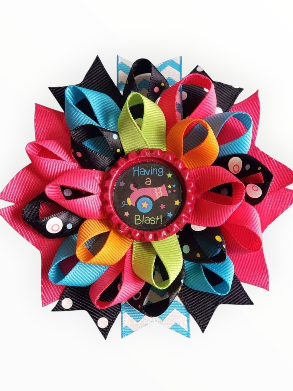 Bright Multi-Color Hairbow - "Having a Blast!"